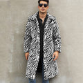 Men's Square Collar Imitation Fur Long Overcoat