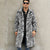 Men's Square Collar Imitation Fur Long Overcoat