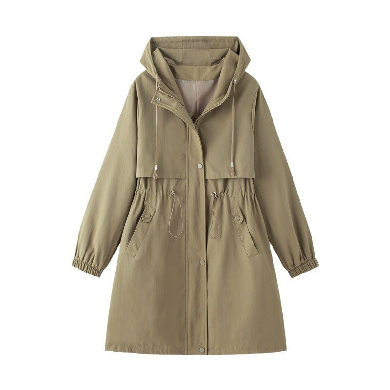 Windbreaker Loose Hooded Mid-length Slimming Coat