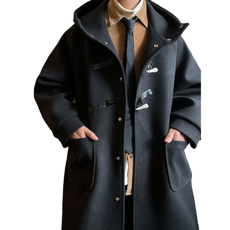 Japanese Hoodie Woolen Trench Coat