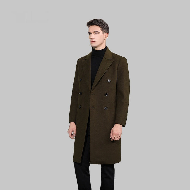 Double Breasted Woolen  Trench Long  Coat