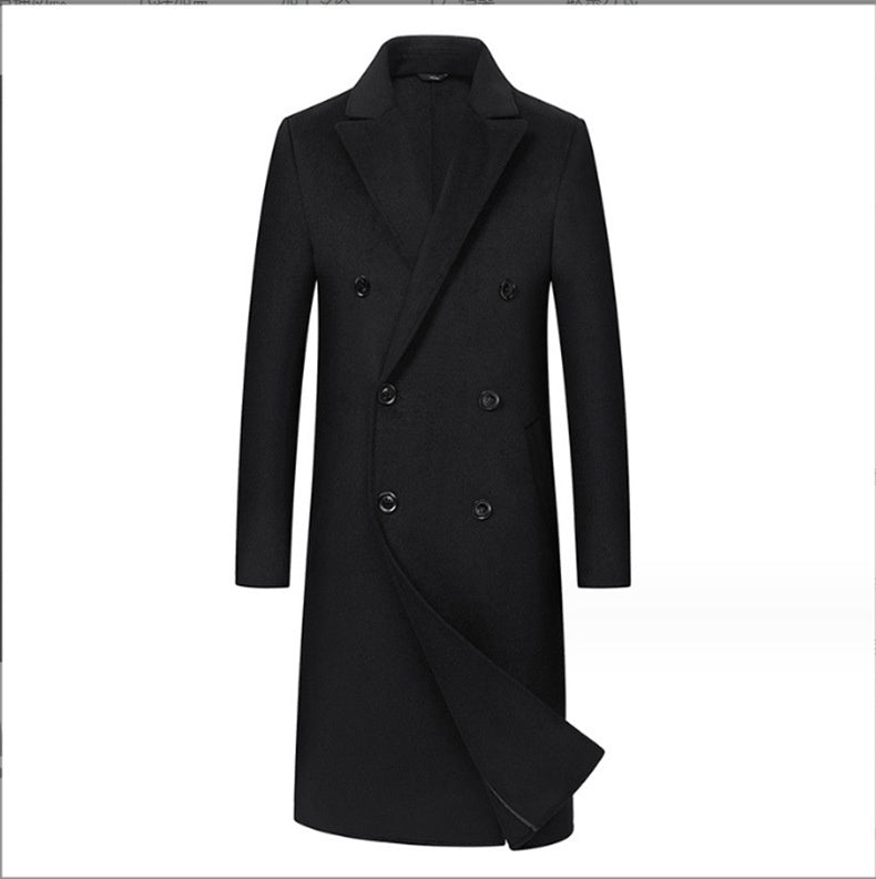 Double Breasted Woolen  Trench Long  Coat