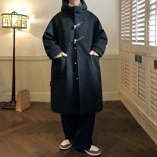 Japanese Hoodie Woolen Trench Coat