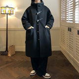 Japanese Hoodie Woolen Trench Coat