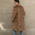 Men's Square Collar Imitation Fur Long Overcoat