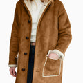 Retro Suede Hooded Woman Coat