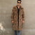 Men's Square Collar Imitation Fur Long Overcoat