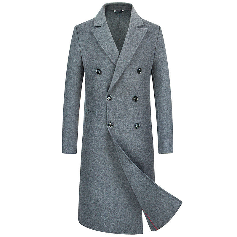 Double Breasted Woolen  Trench Long  Coat