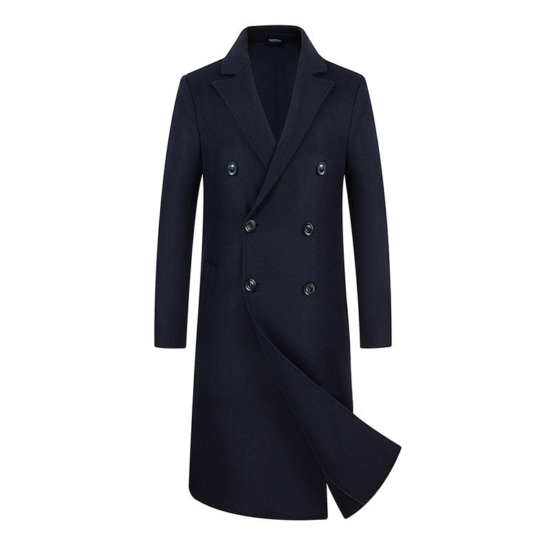 Double Breasted Woolen  Trench Long  Coat