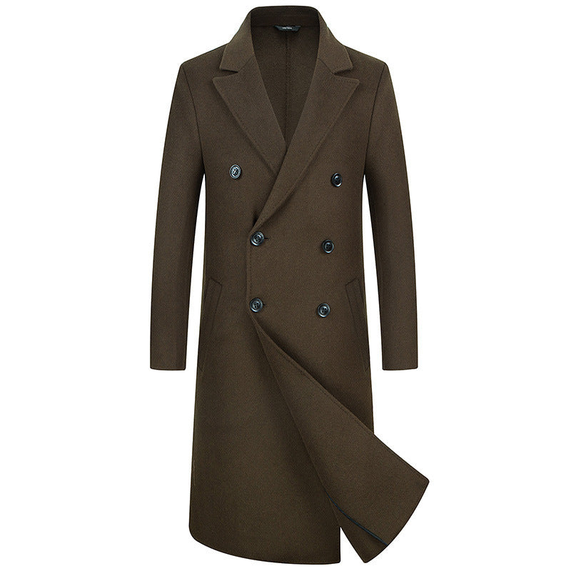 Double Breasted Woolen  Trench Long  Coat