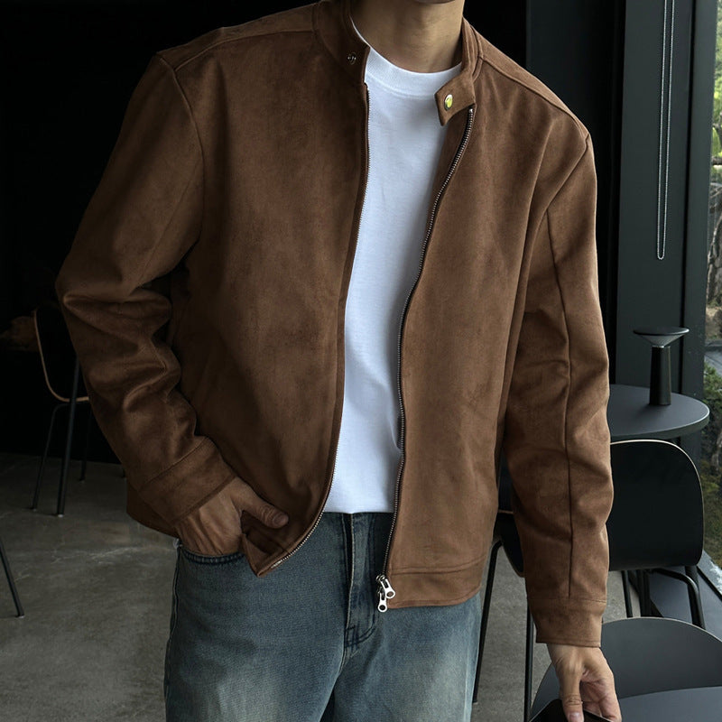 Brown Maillard Stand-up Collar Jacket