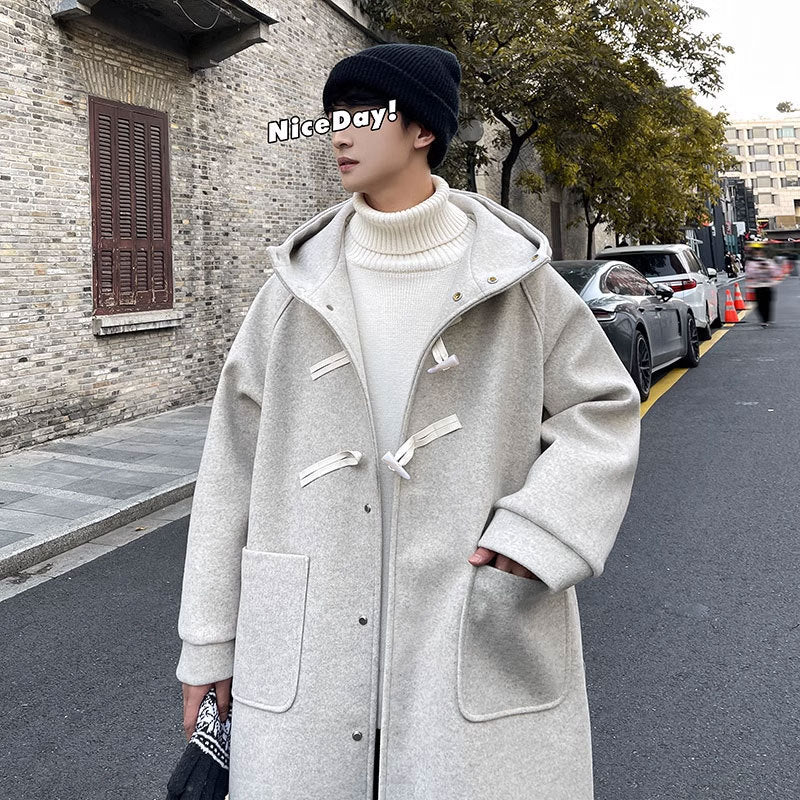 Japanese Hoodie Woolen Trench Coat