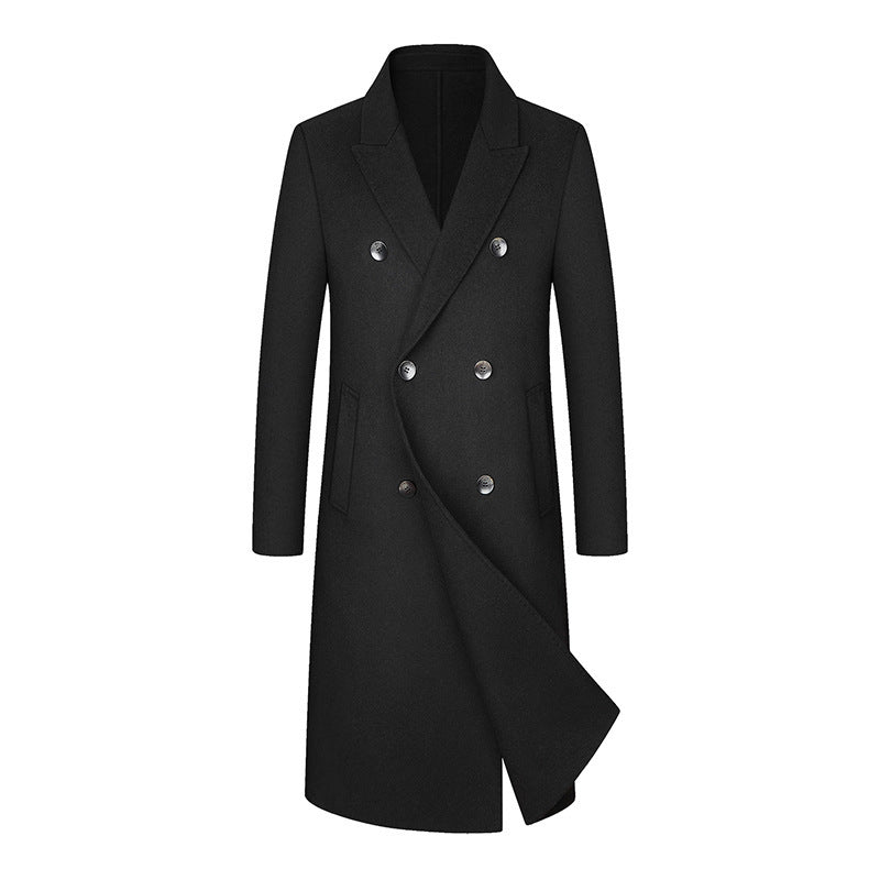 Double Breasted Woolen  Trench Long  Coat