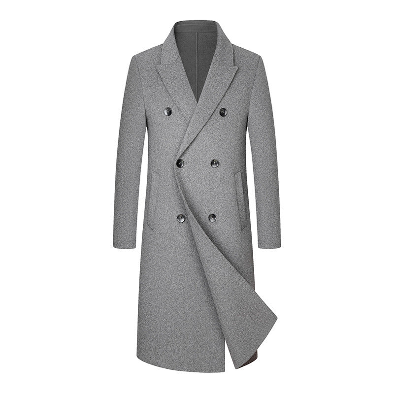 Double Breasted Woolen  Trench Long  Coat