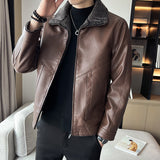 Velvet Padded Plus Size Men's Leather Jackets